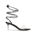thumbnail image 3 of BLISSFUL STEP Women's Clear Strap Lace Up Clear Stiletto Heel Sandals Black 8, 3 of 8