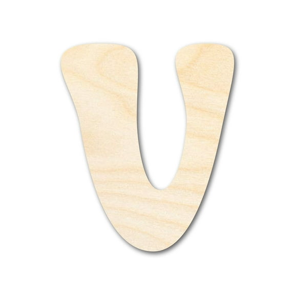 Unfinished Wood Groovy V Font Shape 5" / 1/2"