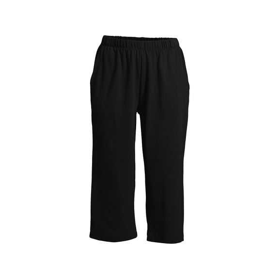 Lands' End Women's Tall Sport Knit Denim High Rise Elastic Waist Pull On Capri Pants