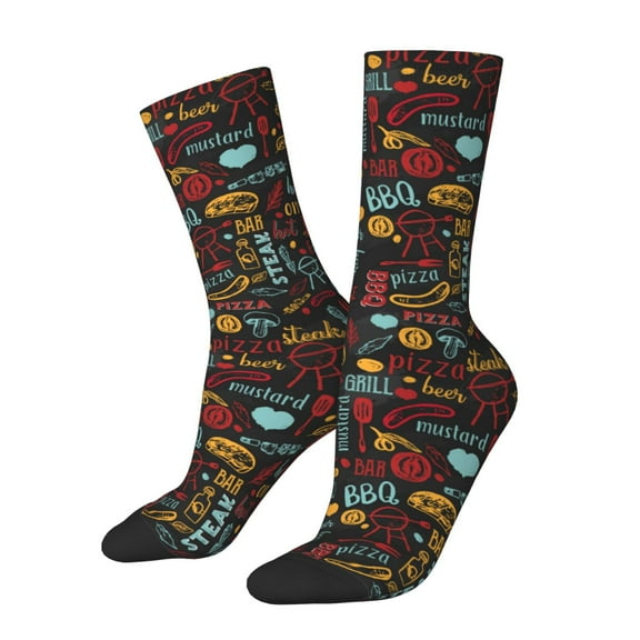 Logiee BBQ Barbecue Grill Print Adult Socks for Men & Women,Calf Socks, Ankle Socks,Boots Socks,Breathable Casual Sock,Unisex Crew Socks