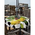 thumbnail image 2 of Outdoor Tablecloth with Umbrella Hole for Patio/Picnic/Party/Camping, Yellow Lemon Waterproof Table Cloth Round Cover Washable, Summer Oil Painting Fruits Black Polka Dot (Dia 60"), 2 of 9