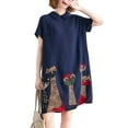 thumbnail image 5 of ZANZEA Women Holiday Animal Printed Turtleneck Short Sleeve Dress, 5 of 13