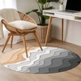 thumbnail image 4 of Round Rugs 3Ft, Grey Geometric Beach Round Area Rug Washable Indoor Throw Carpet, Ombre Waves Moire Abstract Art Small Non Slip Circle Rug for Bedroom Living Room Home Decor Aesthetic, 4 of 8