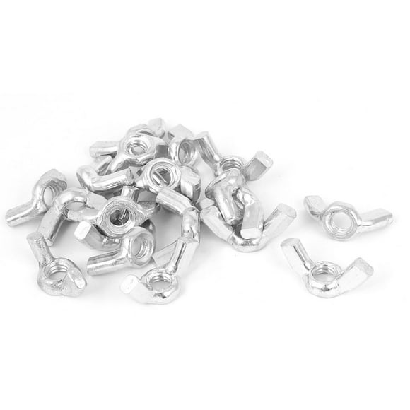 Unique Bargains 1/4'-20 Thread Butterfly Shape Carbon Steel Wingnut Wing Nuts 20pcs