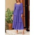 thumbnail image 3 of PRETTYGARDEN Women's Spring Long Sleeve Smocked Maxi Dress Casual Square Neck Swiss Dot Tiered Ruffle Flowy Pocket Dresses, 3 of 10