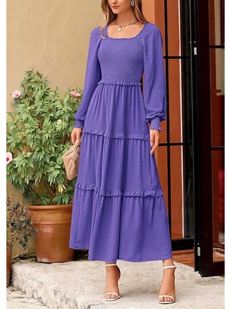 spring long sleeve dresses Yolanda Maxi Dress Smocked yoke Iris Long Sleeve omens Spring
