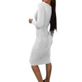 thumbnail image 4 of Women Corduroy Dress Long Sleeve Crew-Neck Slim Fit Bodycon Mid Long Dress Fall Winter Casual Comfy Dresses, 4 of 7
