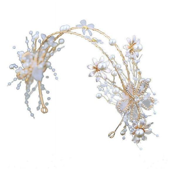 Nvzi-c Bridal Flower Wedding Hair Pins Crystal Pearl Hair Combs Clips Headpiece Gold Wedding Hair Accessories Jewelry with Rhinestone for Brides Bridesmaids Women (Gold)