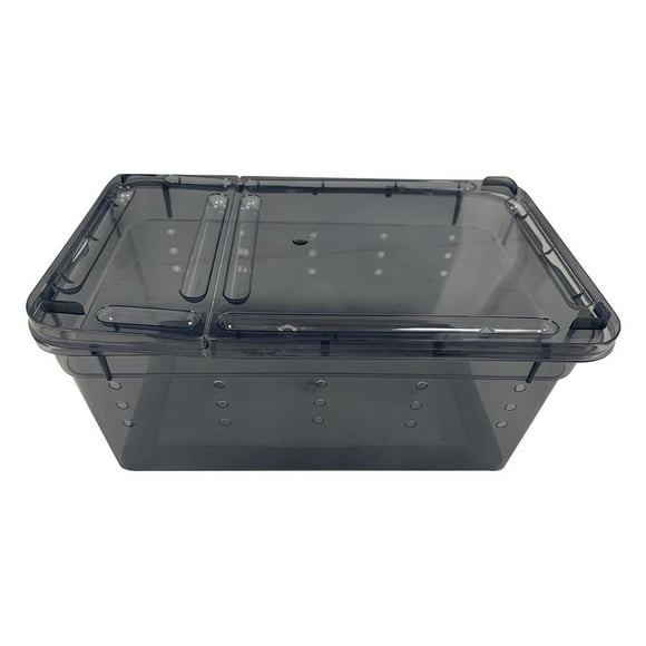 Caja de alimentación de reptiles de plástico negro, tanque de cría de arañas Zulema Caja de incubación del tanque de reptil