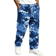 thumbnail image 3 of GrmtClth Cargo Pants for Men All Over Camo Pattern Loose Baggy Cut Multi Storage Pockets Stretch Pull On Daily Street Trousers Navy 4XL, 3 of 8