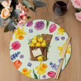 thumbnail image 3 of Spring Floral Round 13 Inch Placemats Set of 4, Watercolor Lemons Garden Flowers Rustic Green HeatResistant Non Slip Place Mats for Dining Table, Wipeable Braided Kitchen Table Mats for Housewarming, 3 of 9