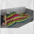 thumbnail image 6 of Vintage Rainbow Soft Flannel Fleece Blanket, Ragged Aged Vertical Stripes with Retro Halftone Effects Dirty Grained Look, Cozy Plush for Indoor and Outdoor Use, 70" x 90", Multicolor, by Ambesonne, 6 of 6