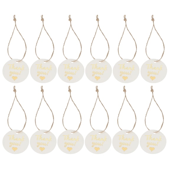 100pcs White Cardboard Thank You Labels with String for Decoration Use and Gift Packing Box Tags