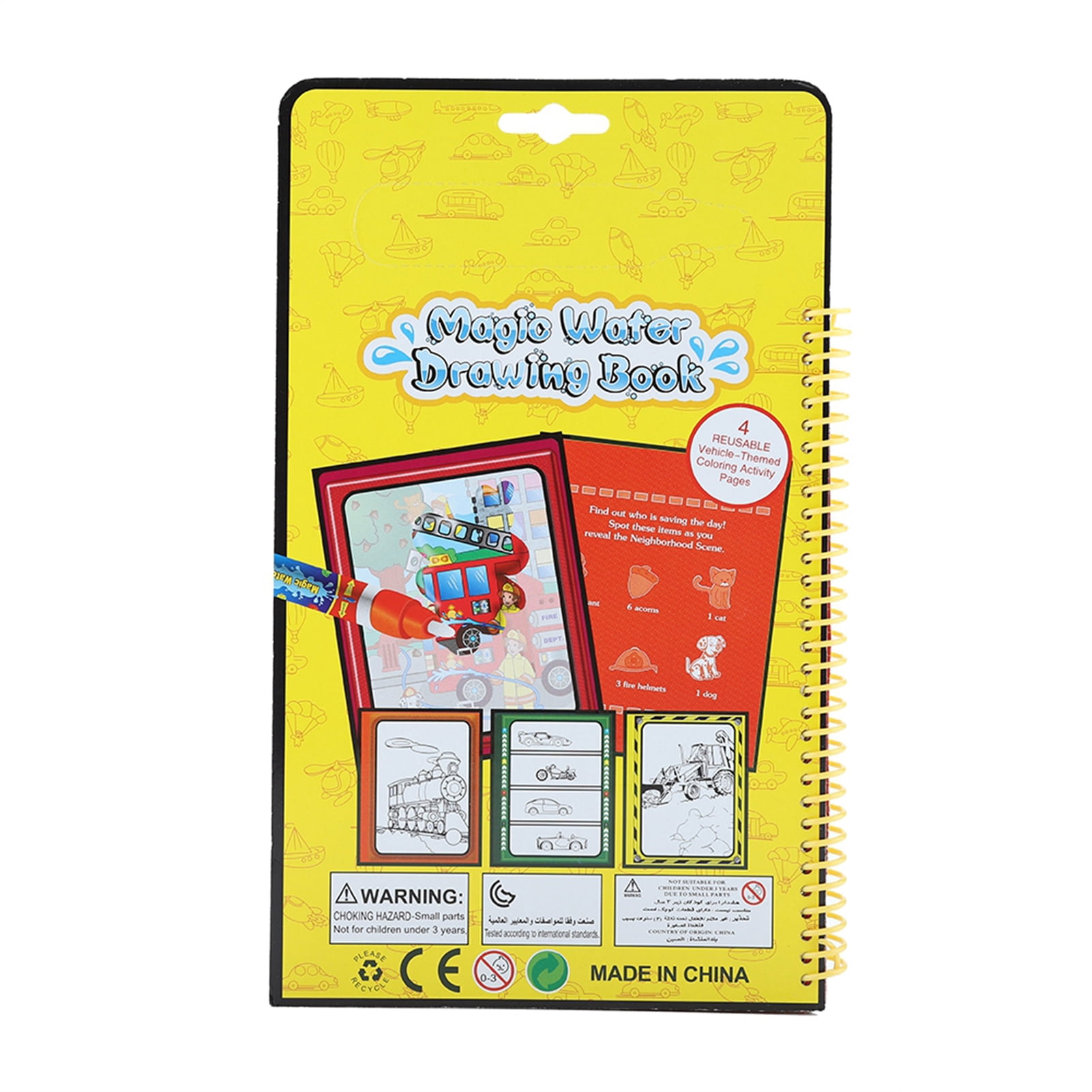 Livre De Coloriage à L'eau Pour Enfants - Portable, Lavable, Avec Pinceau - Activité éducative Et Créative - Dès 3 Ans