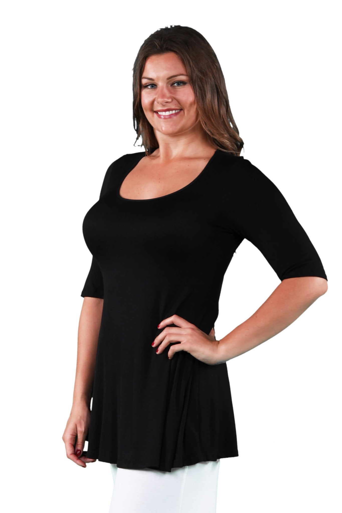 Women's Plus Size Elbow Sleeve Tunic