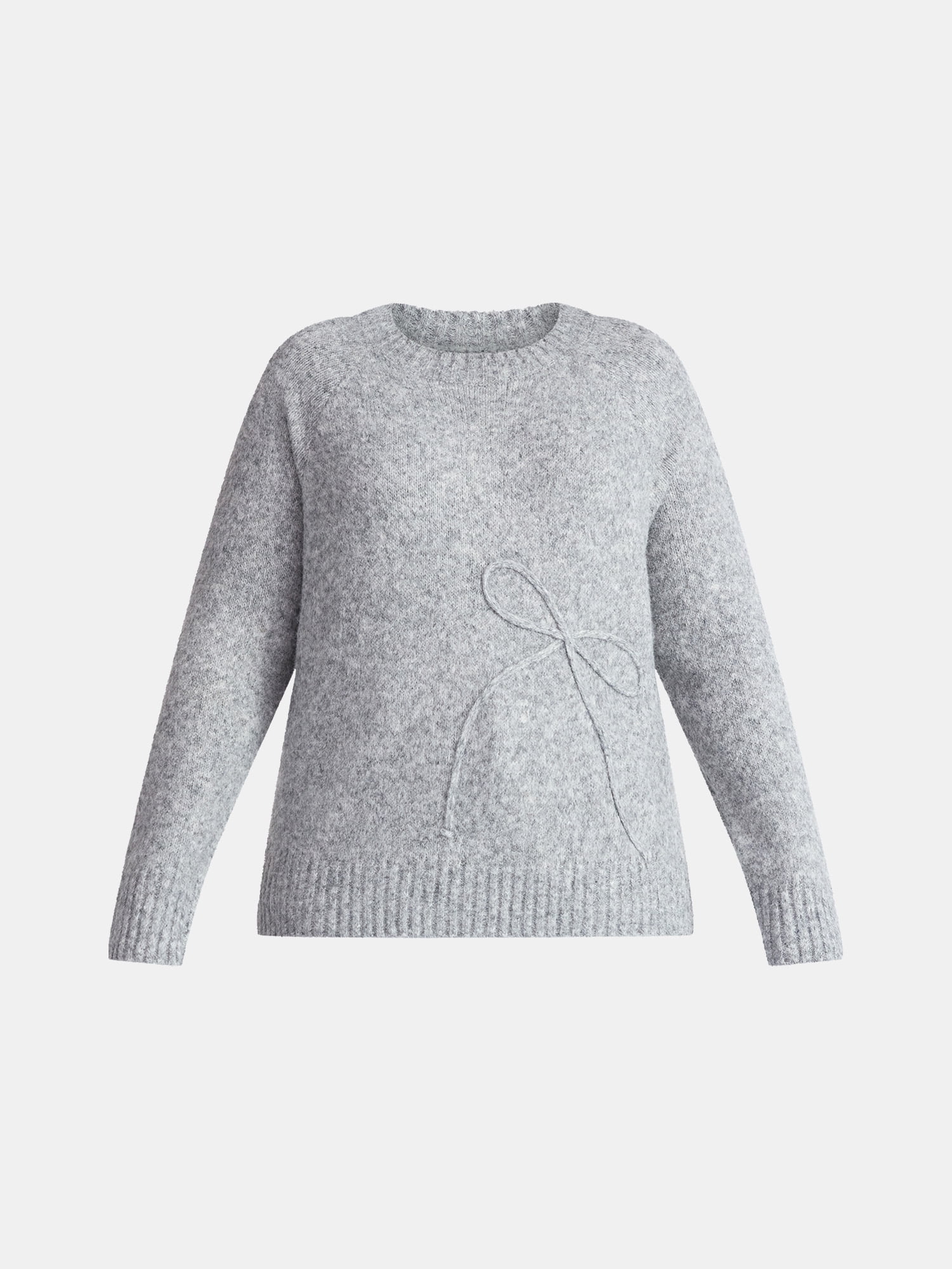 Terra & Sky Women’s Plus Bow Stitch Crewneck Sweater, Lightweight, Sizes 0X-5X