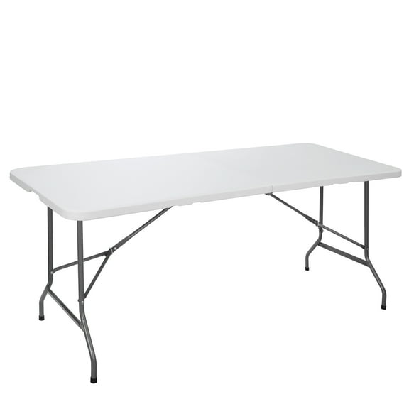 ZenSports 6FT Utility Folding Camping Table Heavy Duty Plastic Picnic Card Table W/ Handle, 70.9" L x 27.4" W