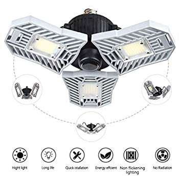 Led Garage Lights Deformable Lamp Ceiling Lights Fixture Led Light Bulbs 60w 6000 Lumens Shop Lights For Garage Work Light No Motion Activated