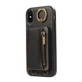 thumbnail image 6 of for iPhone X/XS PU Leather Case, Card Slots and Zipper Pocket Kickstand, Classic Protective Shockproof Lightweight Ultra Slim lip Case Finger Ring Wrist Strap for iPhone X/XS, Black, 6 of 7
