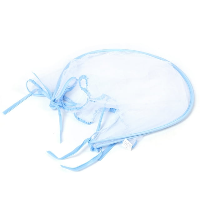 Mosquitera portátil de protección completa contra insectos y moscas para cochecito de bebé, con borde azul, de ratán.