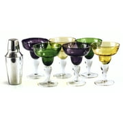 Mardi Gras Stainless Steel Cocktail Shaker and 6 Margarita Glasses Party Pack by Artland