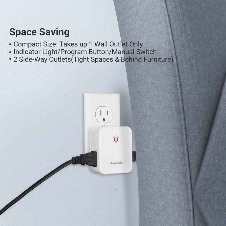 DEWENWILS Remote Control Outlet – 15A/1875W, 2 Remotes, 100FT Range, Programmable & Expandable, For Lamps, Fans & Holiday Lights