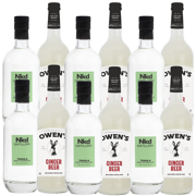 Nkd Distillery Tequila 6 Pack Alternative Premium Non-Alcoholic Spirit 750 ML Bottles w 6 Pack Owen’s Mixers Ginger Beer 750 ML Bottles - A
