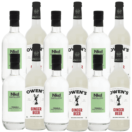 Nkd Distillery Tequila 6 Pack Alternative Premium Non-Alcoholic Spirit 750 ML Bottles w 6 Pack Owen’s Mixers Ginger Beer 750 ML Bottles - A