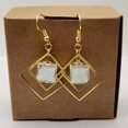 thumbnail image 4 of Cairui Design Green Glow in the Dark Cube Gold Plated Square Geometry Drop Earrings Handmade Women, 4 of 9