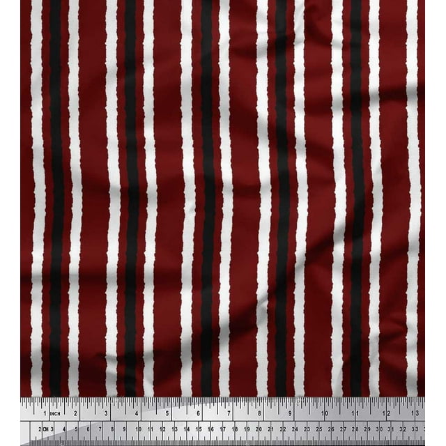 Soimoi Poly Georgette Fabric Stripe Block Fabric Prints by Yard 52 Inch Wide