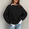 thumbnail image 5 of Womens Sweaters Fall Oversized Chunky Knitted Pullover Sweater Casual Long Sleeve Crewneck Cute Sweaters Black XL, 5 of 8