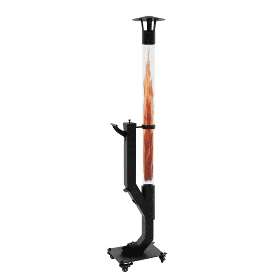 Nygira Portable Wood Pellet Heater with Wheels, Pellet Fire Pit with Rain Cap for Patio, Backyard, Evenings, Matte Black