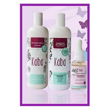 Kaba Kit de Crecimiento Maximo,Shampoo de Cebolla,Biomascarilla y Tonico Capilar