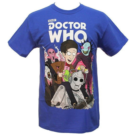 Doctor Who Mens  T-Shirt - 11th Doctor Cartoon Style Mayhem (Small)