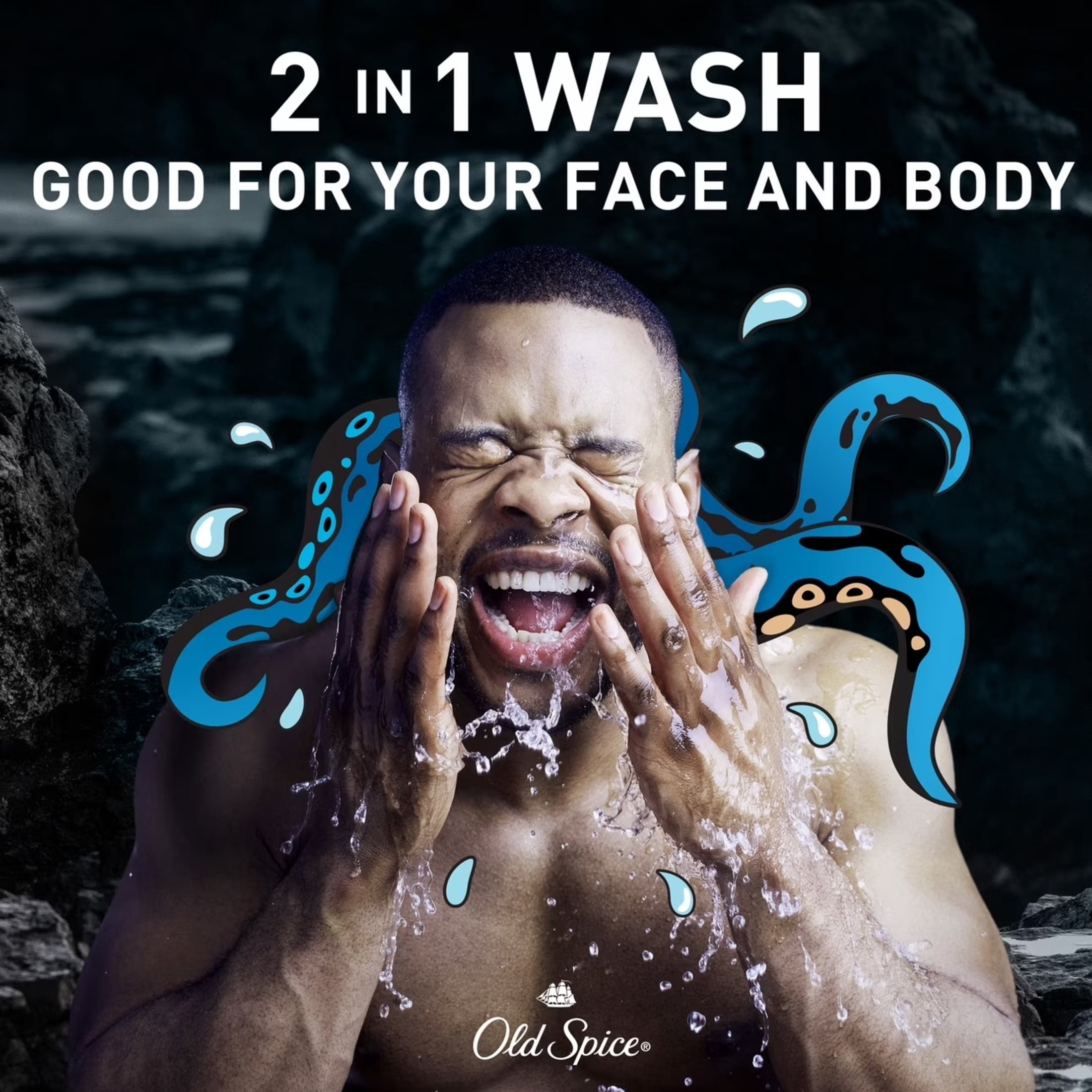 (2 pack) Old Spice Body & Face Wash for Men, 24/7 Shower Fresh, Krakengard Deep Ocean, 33.4 fl oz