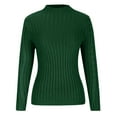 thumbnail image 3 of VSSSJ Women Long Sleeve Cable Knit Pullover Sweaters Turtleneck Solid Color Casual Basic Fall Winter Slim Fit Jumper Sweater Tops Green L, 3 of 5