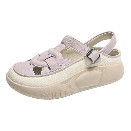 

PEASKJP Sandals for Women Ankle Buckle Sandals with Strap Bowknot Summer Beach Sandals Open Toe Espadrille Platform (Purple 7.5)