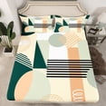 thumbnail image 2 of Homewish Minimalist Geometric 4 Pieces Queen Sheet Sets for Teens Boys Girls,Abstract Stripes Ultra Soft Flat Sheet,Vintage Aesthetic Queen Fitted Sheet,Lightweight Room Decor, 2 of 7