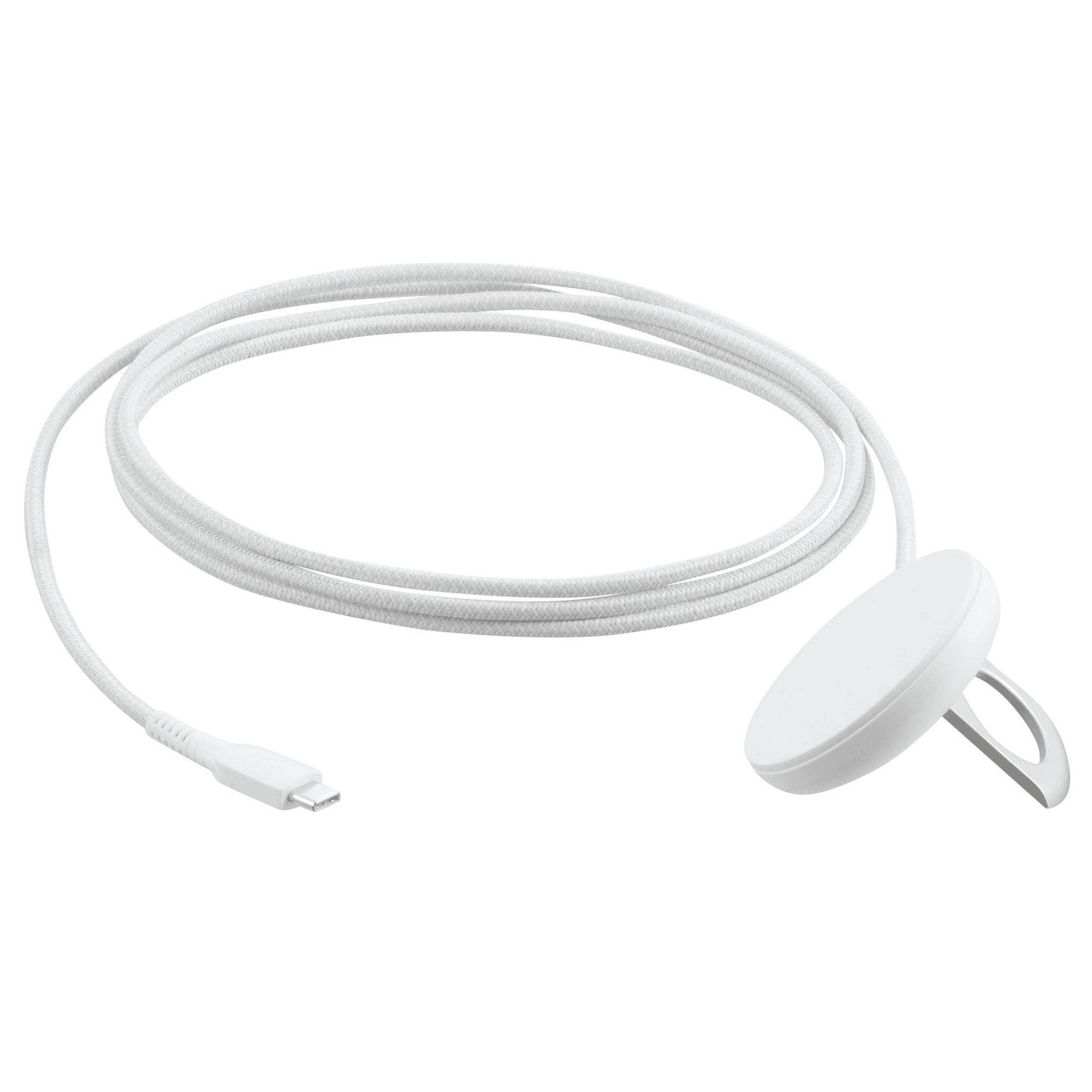 onn 15W Magnetic Wireless Charging Pad, Qi2 Certified, Braided Cable, White - Compatible With iPhone 17/16/15/14/13/12 Series