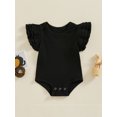 thumbnail image 2 of Honganda 0-18M Baby Girls Rompers Three Layered Fly Sleeve Bodysuits Summer Clothes Ribbed Knit Jumpsuits, 2 of 9