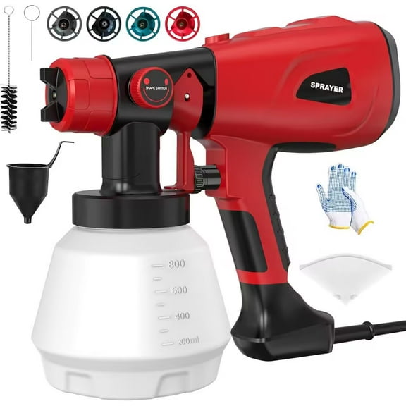 Enroslu Paint Sprayer 800W High Power Electric Spray Paint Gun with Adjustable Spray Width Knob 4 Nozzles and 3 Patterns Easy to Clean for Furniture Home Interior House Painting