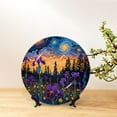 thumbnail image 6 of Picia Cosmic Irises At Twilight Pattern Bone China Decorative Plate – Wall Decor with Stand and Adhesive, Elegant Ornament for Living Room, Office, or Entryway-6in, 6 of 6