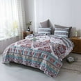 thumbnail image 6 of DaDa Bedding Bohemian Summertime White Blue Floral Paisley Bedspread Set (KSX-003), 6 of 11