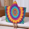 thumbnail image 5 of Colorful Rainbow Tie Dye Spiral Pattern Hooded Bath Towel，50"x30" for Ages 3 To 12 Kids, Quick Dry Lightweight Soft Microfiber Hood Beach Towel Cover Up for Kids, 5 of 7