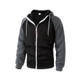 thumbnail image 5 of kpoplk Zip up Hoodie Men Lined with Zipper Pocket Hooded Sweatshirt Loose Fit Winter Active Jacket Black,L, 5 of 6