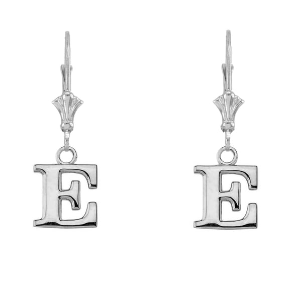 INITIAL EARRINGS IN 14K WHITE GOLD - E