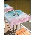thumbnail image 6 of Pink Turquoise Ombre Outdoor Tablecloth with Umbrella Hole, Abstract Beach Waves Gradient Spillproof Waterproof Outdoor Table Cover, Patio Tablecloths for Party/Garden/Picnic, Square 54"x54", 6 of 9