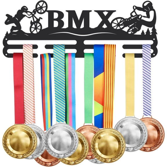 1Set BMX Medal Hanger Display Sports Bicycle Off-Road Medal Display Rack for 40  Medals Trophy Holder Awards Sports Ribbon Holder Display Wall Hanging Athlete Gift