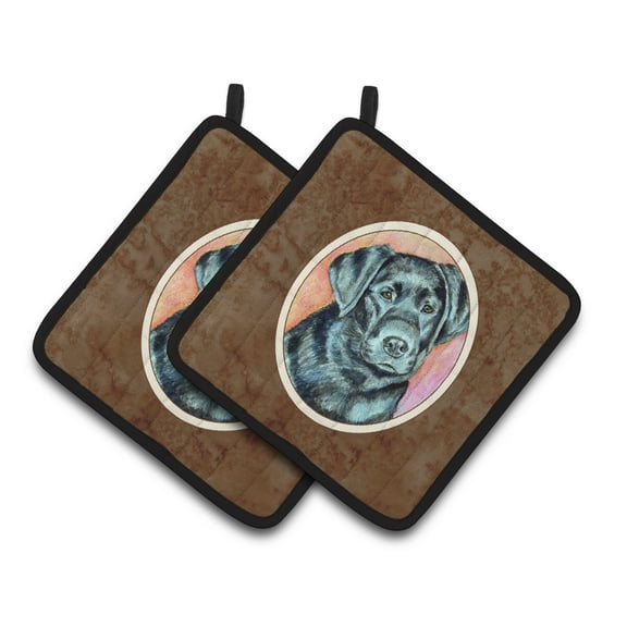 Carolines Treasures 7177PTHD Black Labrador Pair of Pot Holders , 7.5HX7.5W, multicolor