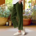 thumbnail image 2 of DeHolifer Girls Pants Cotton Linen Elastic Waisted Solid Color Straight Leg Summer Lightweight Loose Comfy Pants,10 Years, 2 of 7